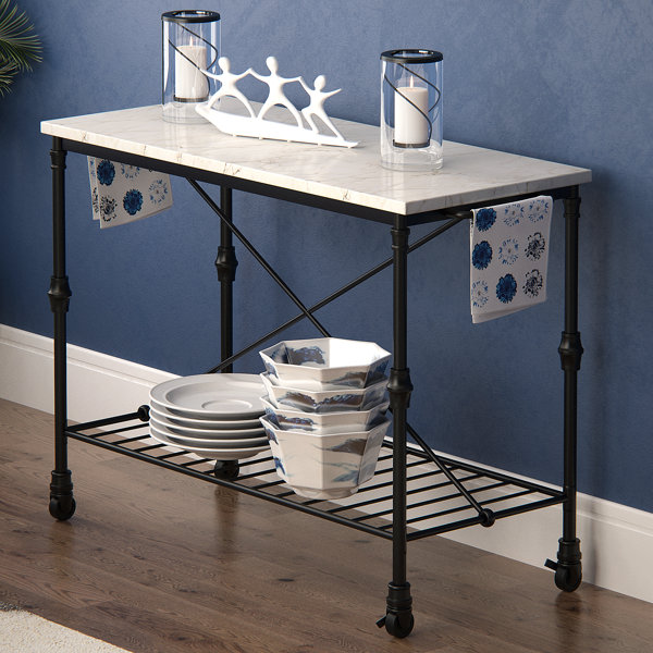 Latitude Run® Kitchen Island with Metal Open Shelf & Reviews Wayfair